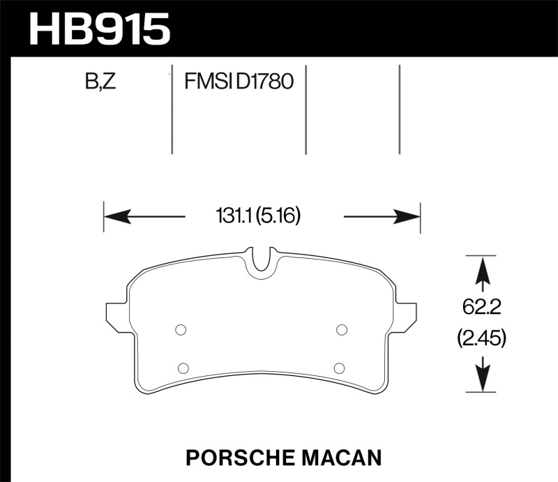 Porsche Macan Brake Pads - Rear - Hawk Performance - HPS 5.0 - `16-`18